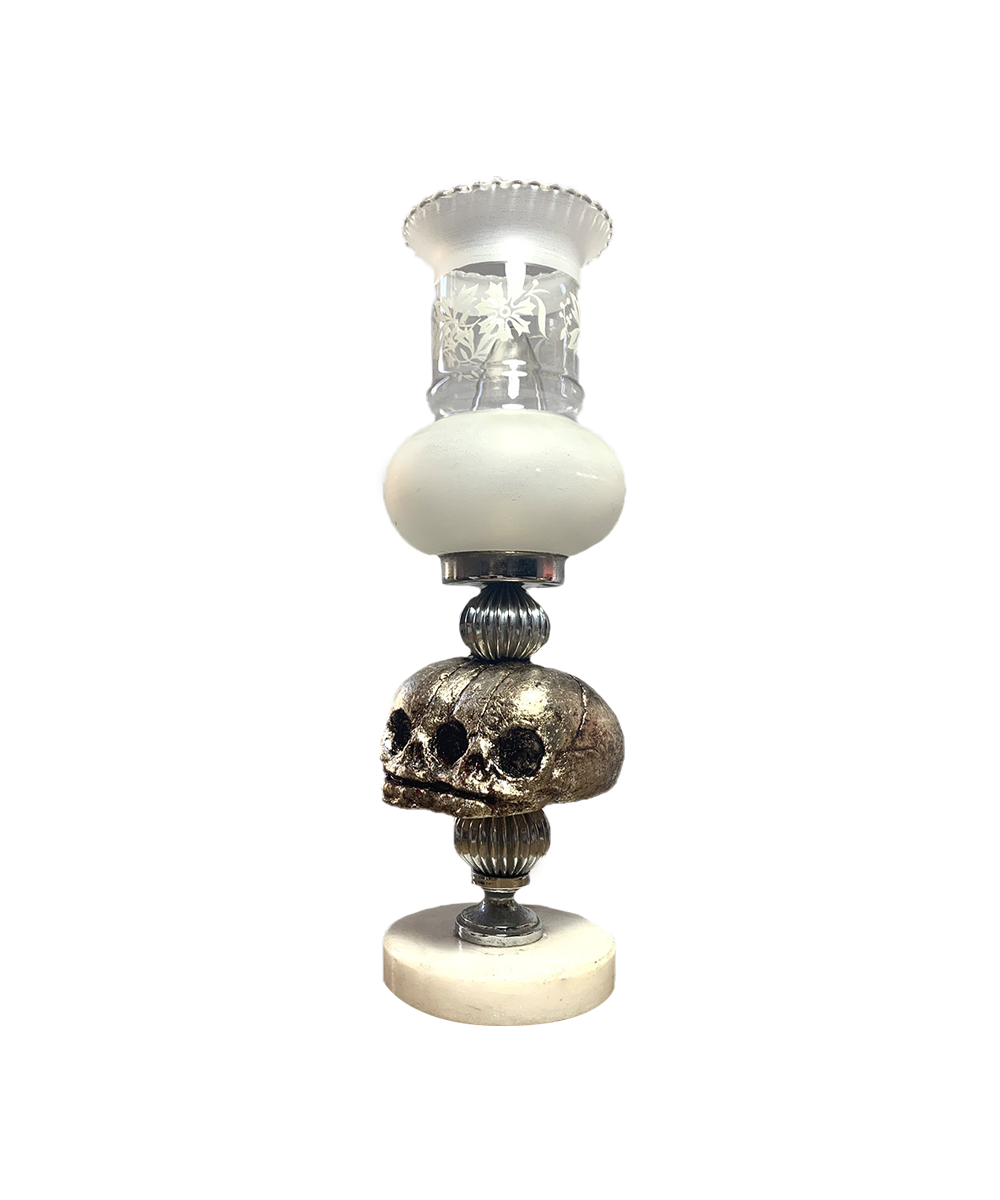 lampara de diseño mesita fetal plateada les morts